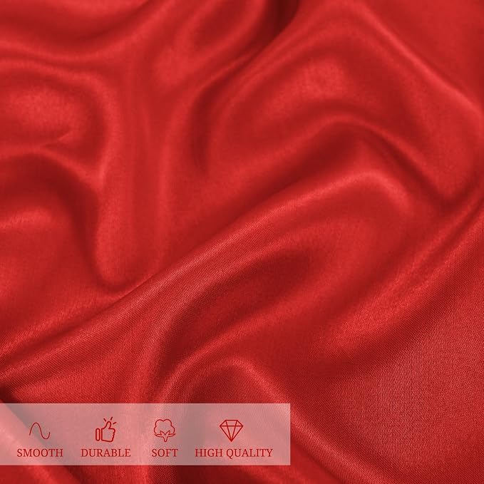 12 Pack 108 Inch Round Satin Tablecloth, Red - Image 9