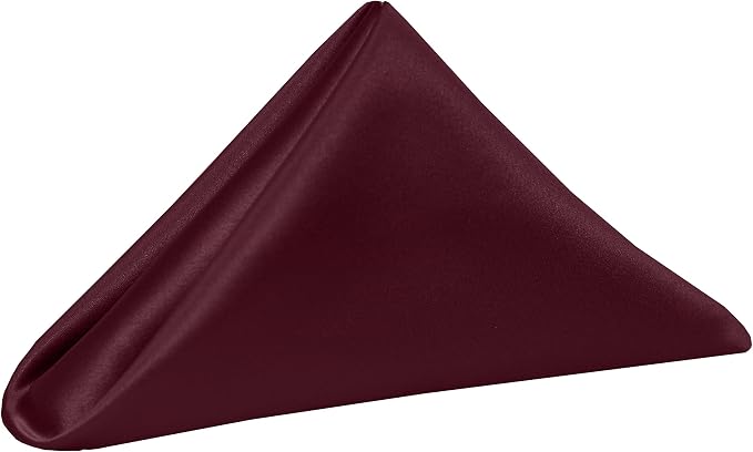 Ultimate Textile 17x17-Inch Square Satin Cloth Napkins, Burgundy Set of 120 | Bulk Case of 10 Dozen, Bridal, 100% Polyester Fabric, Matte Satin, Also Known as Lamour, Soft Luster, Seamless, Red by UltimateTextile