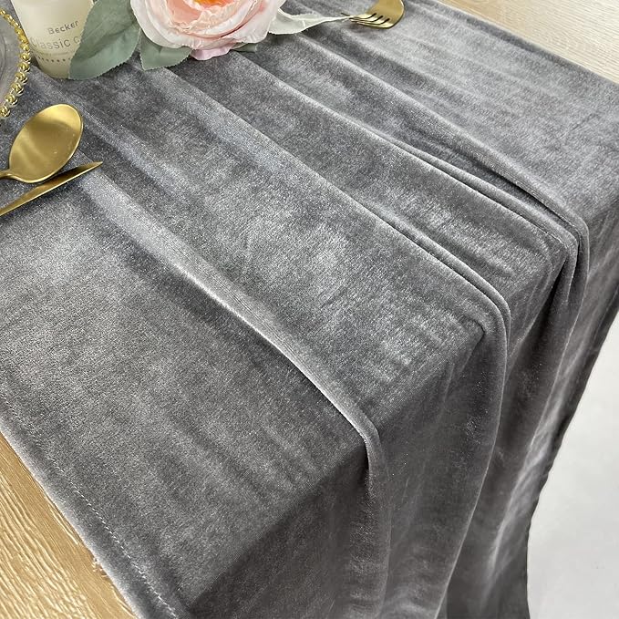 Luxurious Velvet Table Runner, 10ft Wedding Reception Decorations, 20x120inch Soft Velvet Fabric, Table Linen Overlay, Wedding Table Runners (Gray, 20X120inch) - Image 4