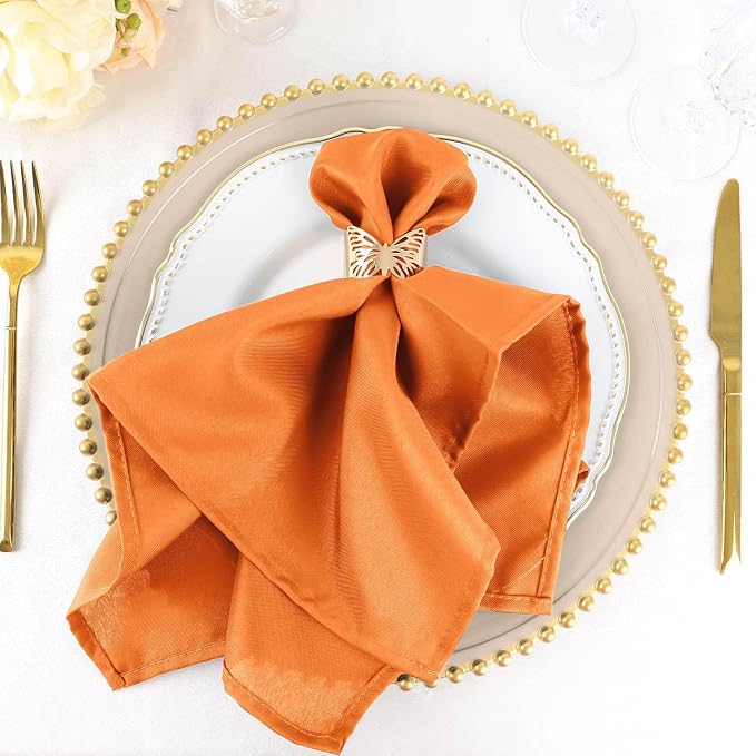 Efavormart Premium Cloth Napkins Set of 10, 20x20 Inch Orange Seamless Dinner Napkins, Washable Linen Table Napkin Cloth with Hemmed Edges for Weddings, Party and Banquet by efavormart