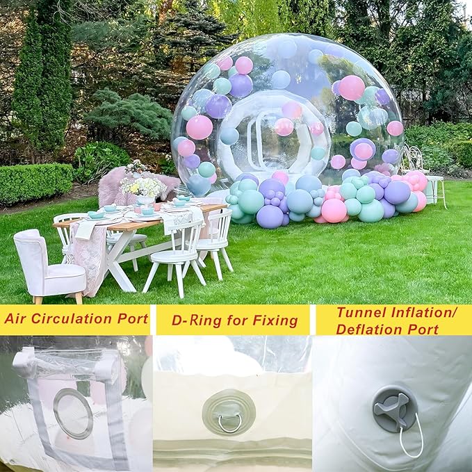 10FT Clear Bubble Tent, Inflatable Transparent Balloon Dome Tent with Blower & Air Pump, Waterproof Garden Party Tent for Outdoor Events, Exhibitions, Wedding, Birthday