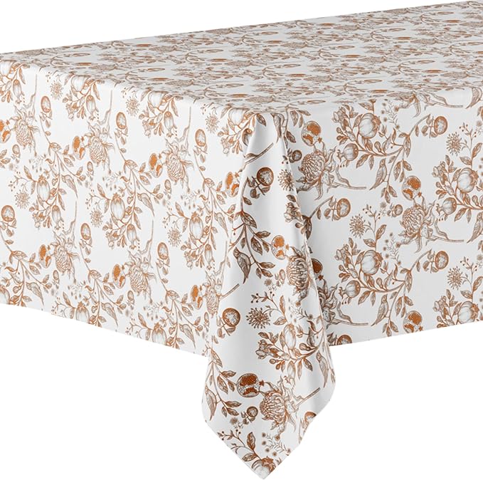 Exquisite 66% Thicker Floral Plastic Tablecloth Rectangle 54x108 Inch 6 Pack - Pomegranate Disposable Summer Table Cloth Tea Party Decorations - Fruit Print Table Cover Bridal Shower Wedding Fall - Image 2