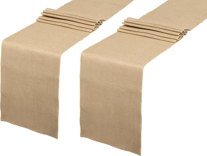2 Pack Natural Burlap Table Runners (12 x 72 Inch) | Rustic Jute Table Runners for Wedding, Farmhouse, Thanksgiving, Coffee Table Decor Cover, Fall Décor & Parties by BULMAK
