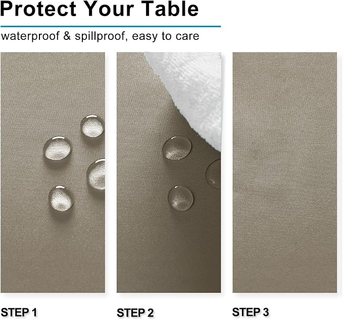 Hiasan 2 Pieces Taupe Square Tablecloth, 30 x 30 Inch | Waterproof, Spillproof, Washable Polyester Table Cloth for Dining Room/Restaurant/Birthday/Party/Outdoor Picnic - Image 3