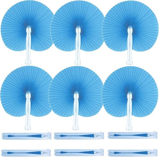 20 Pieces Blue Round Paper Fans | Foldable Handheld Fans for Women,Folding Hand Fans for Wedding,Bridal Guest,Church,Party Favors,Dancing,Birthday,DIY by Bestage