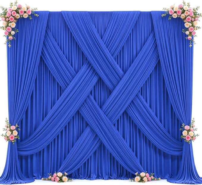 10ft x 7ft Royal Blue Backdrop Curtain for Parties Blue Wrinkle Free Backdrop Drapes Panels for Baby Shower Birthday Party Wedding Photo Photography Polyester Fabric Background Decoration - Image 9