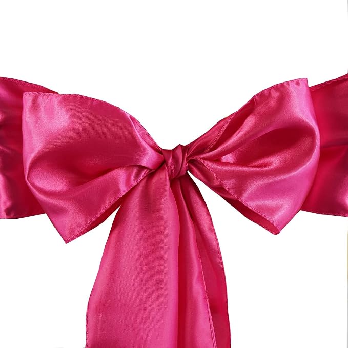 Balsa Circle 25 Fuchsia Satin Elegant Chair Cover Bows Sashes Wedding Banquet Decorations Party Supplies Engagement Events Reception - Image 3