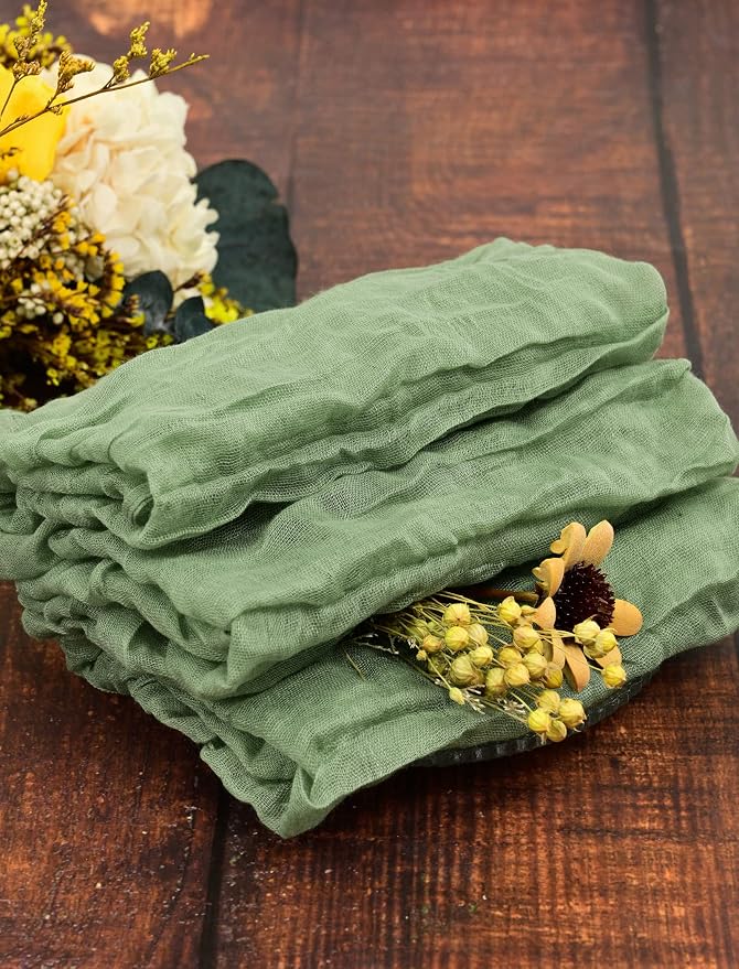 fani 60 Pack Gauze Cheesecloth Napkins, 20 x 20 in, Sage Green | Wrinkled Table Napkins, Soft Cotton, Rustic Decorative, Weddings, Party, Dinner Table, Everyday Use - Image 8