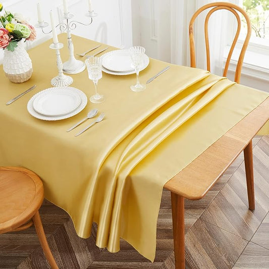 1 Pack Gold Satin Tablecloth, 58 x 102 Inches Rectangle Table Cover,Smooth Fabric Gold Satin Table Cloths,Luxury Silk Tablecloth for Party Wedding Dining Banquet
