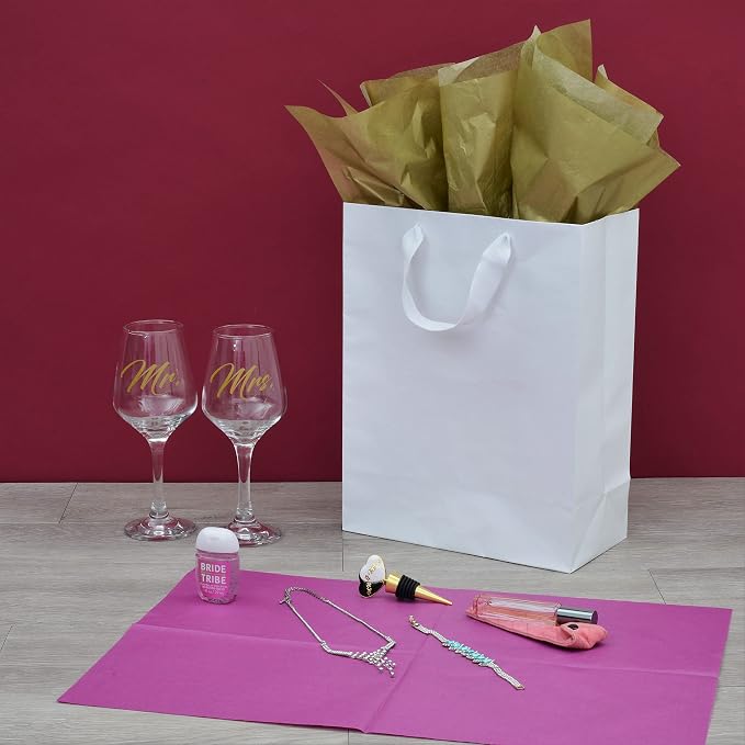 Prime Line Packaging White Gift Bags, Kraft Shopping Bags with Handles for Holidays, Weddings, Birthdays, Baby Showers, Christening, Bulk, 10x5x13, 50 Pack - Image 5