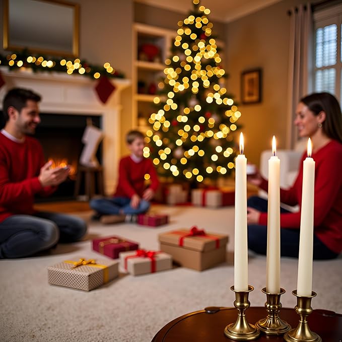 OSHINE 10 Inch Ivory Taper Candles - 48 Pack Long Taper Candle Dripless Unscented Smokeless & Emergency 7-8 Hours Long Burning Tall Candlesticks Ideal for Valentine, Weddings, Dinner Party