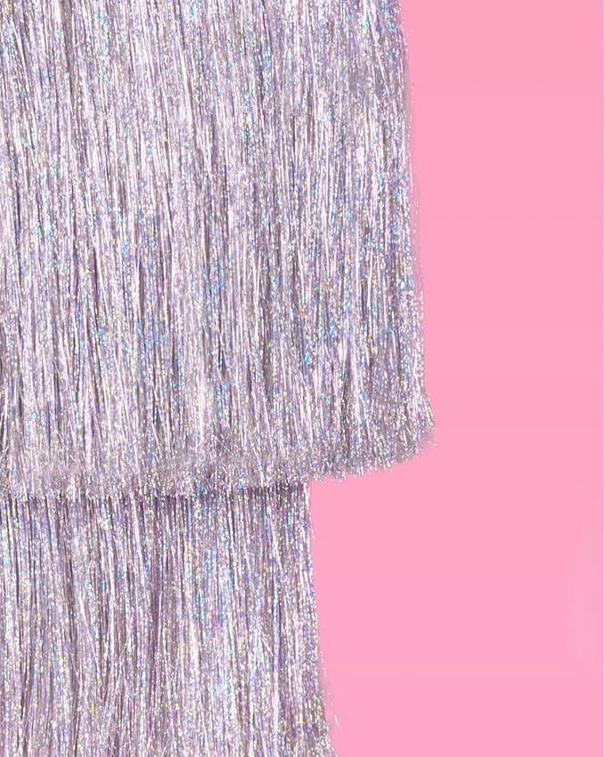 xo, Fetti Fringe Tinsel Chandelier - Iridescent Silver Foil, 16" | Bachelorette Party Decorations, Birthday Photo Booth Supplies, New Years Eve Decor, HBD