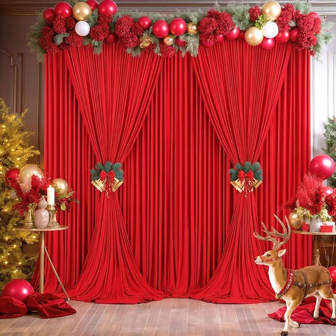 30ft×8ft Wrinkle Free Red Backdrop Curtain for Party, 6 Panels 5×8ft Thick Silky Polyester Red Photo Backdrops Drapes Curtains for Birthday Baby Shower Themed Parties Wedding Photography - Image 8