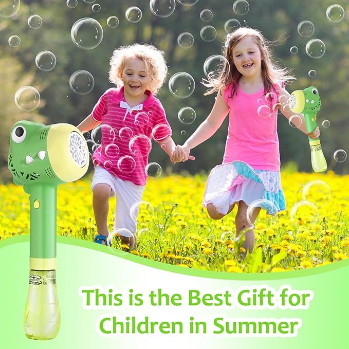 Bubble Machine Wand for Kids Toddlers Age 1 2 3 4 5 6 7 8 Years Old Birthday Party Easter Day Gifts with Music&Light Automatic Cute Baby Outdoor Outside Toy Game for Little Girl Boy Include Solution
