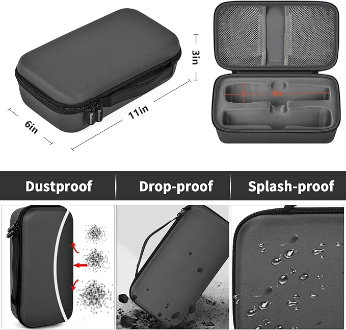 Boobowl Bluetooth Microphone Wireless Case Digital Microphones, Portable Wireless Mic Box for Rechargeable Battery, Receivers, Adapter (Bag Only)-Grey