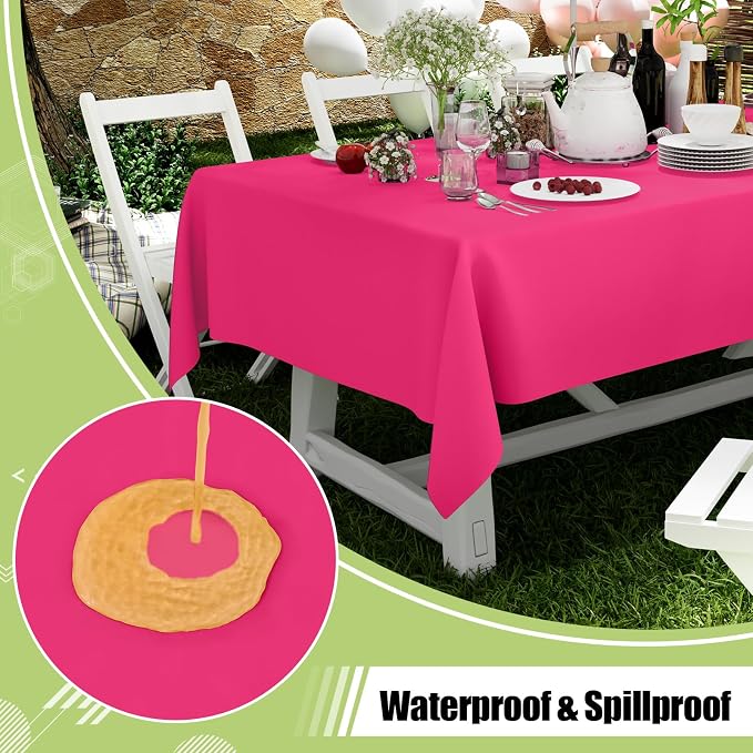Smiry Disposable Table Cloth - 6 Pack, 54 x 108 Inch Waterproof Rectangle Tablecloths for Parties, Decorative Plastic Table Cover, Leakproof & Sturdy, Hot Pink - Image 3