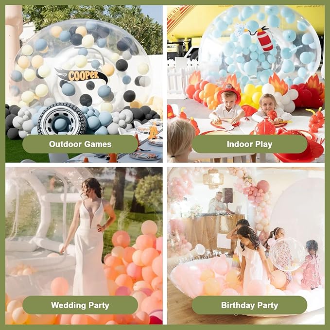 10FT Inflatable Balloon House for Kids Adults,TPU White Commercial Inflatable Bubble House Ball Pit,Bubble Tent Dome Playground Set with Double Blower for Backyard Birthday Wedding Party