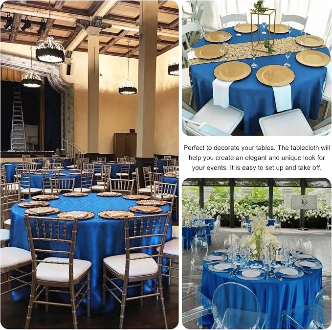 4 Pack Round Tablecloth 70 Inch Polyester Blue Tablecloths for Round Tables Washable Fabric Table Covers for Wedding Dining Table Buffet Parties Banquet（Blue） - Image 5