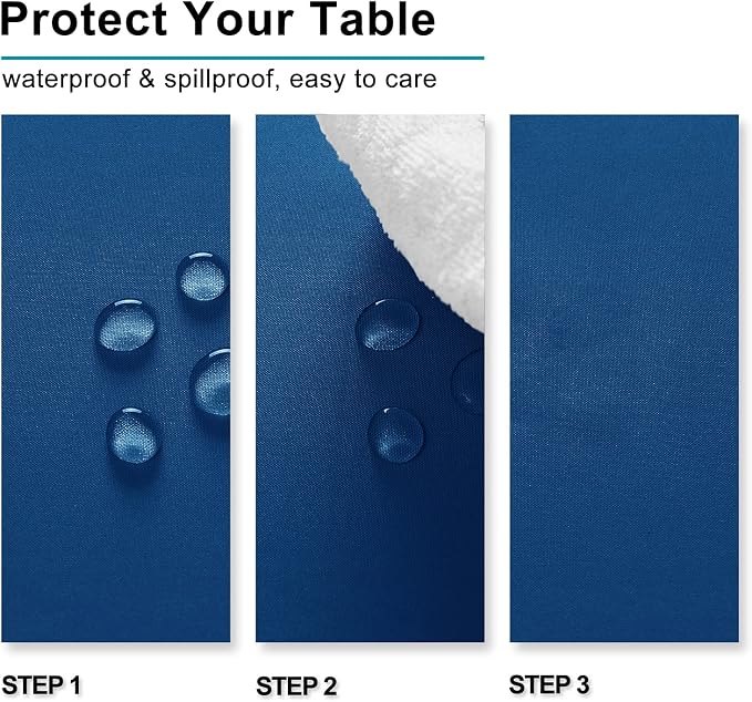 Hiasan 2 Pieces Royal Blue Tablecloth Rectangle, 54 x 80 Inch | Waterproof, Wrinkle Resistant, Washable Polyester Fabric Table Cloth for Card Tables/Dining/Party/Kitchen/Outdoor Use - Image 3