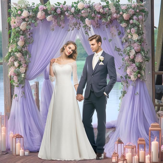 10x10 Purple Tulle Backdrop Curtains for Parties, Sheer Backdrop Curtain Wedding Photo Background Drapes for Baby Shower Photography Birthday Party - Image 9