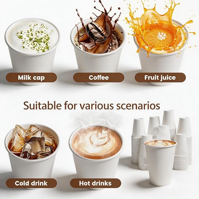 MOUMOULIFE Disposable Paper Coffee Cups 12 oz 1000 Count Bulk, Leak-Proof White Hot/Cold Cups for Office, Party, Home, Travel, Business Events - Image 5