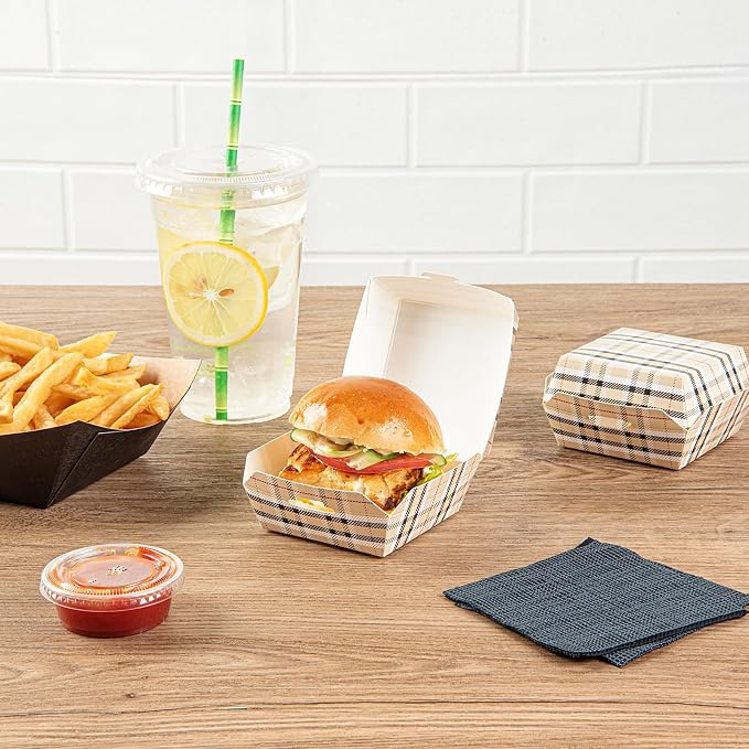 Restaurantware Paper Plaid Mini Burger Box, 2.8 x 2 In, 100 Pack - Image 4