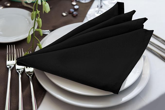 Utopia Home [24 Pack, Black] Cloth Napkins 17x17 Inches, 100% Polyester | Hemmed Edges, Washable and Reusable Ideal for Parties, Weddings and Dinners - Image 4