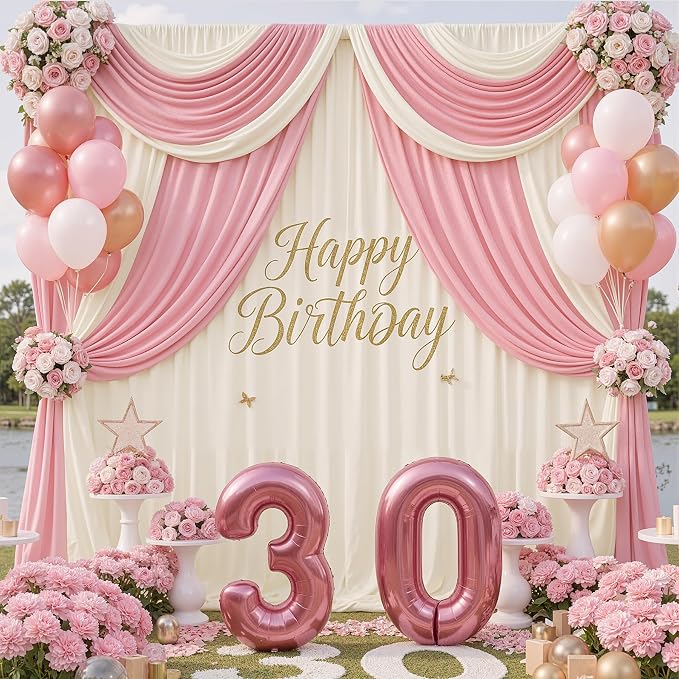 40x10ft Ivory Backdrop Curtains for Parties, 8 Panels 5x10ft Wrinkle-Free Polyester Background Curtains for Wedding, Birthday, Baby Shower,Graduation, Decorations - Image 7