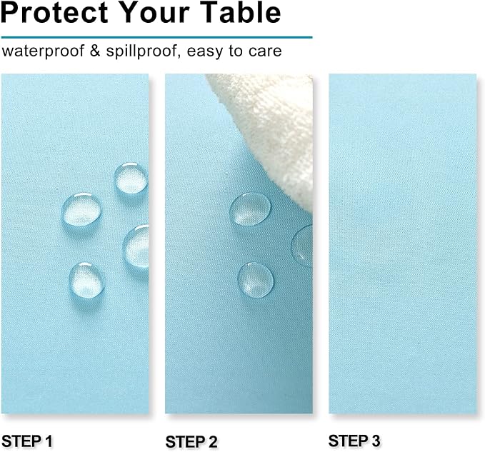 Hiasan Waterproof Tablecloth Rectangle, Sky Blue, 54 x 120 Inch, 1 Pack | Spillproof, Wrinkle Resistant, Washable Fabric Table Cloth for Dining Room/Kitchen/Birthday/Party/Outdoor Use - Image 3