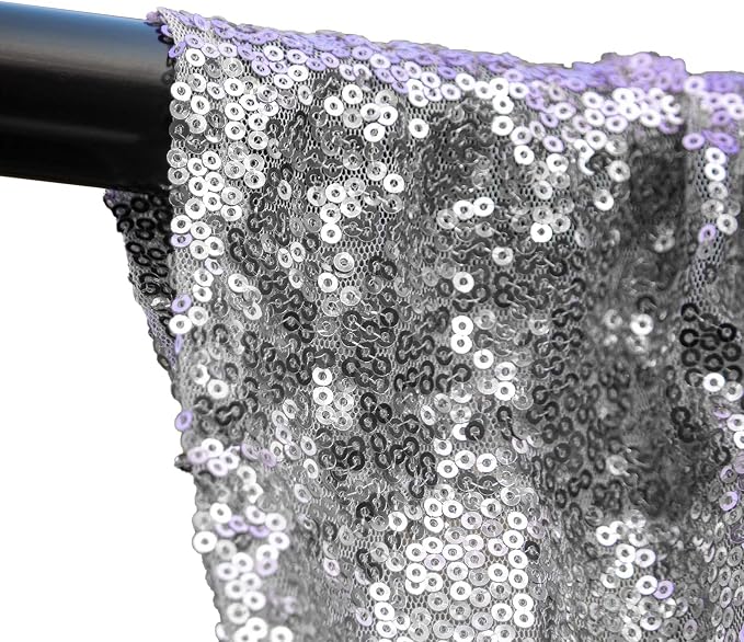 Silver Sequin Backdrop Curtains 4 Panels 2FTx8FT - Image 4