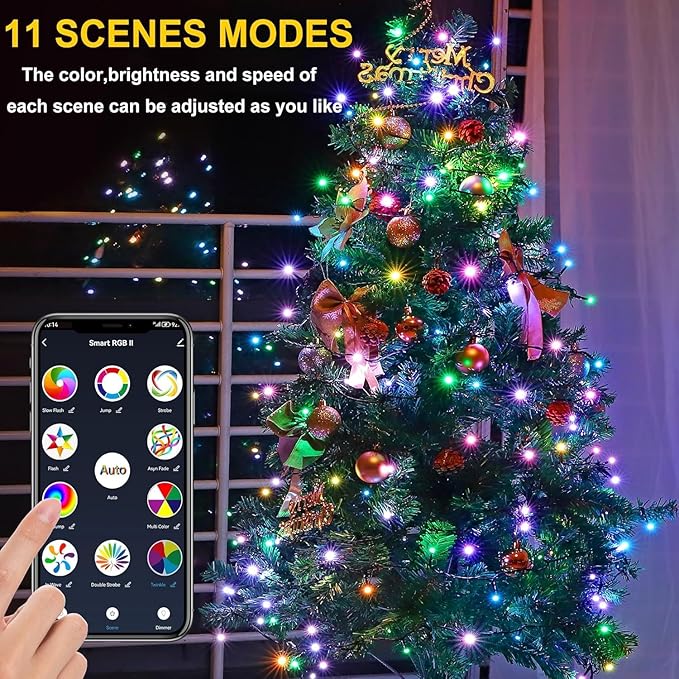PMS Smart WiFi LED Christmas Lights, APP-Controlled RGB Fairy String Lights, Ideal for Xmas Tree, Garden, Home, Party, Halloween Festival Deco (99ft-300LED)