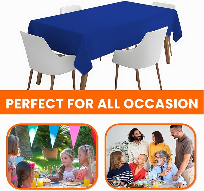 LEMON + Co. Blue Premium Plastic Tablecloth Roll - 54" x100' for Parties with Cutter Box - Cut to Size Rectangle & Round Disposable Tablecloth Plastic Table Cover - Image 7