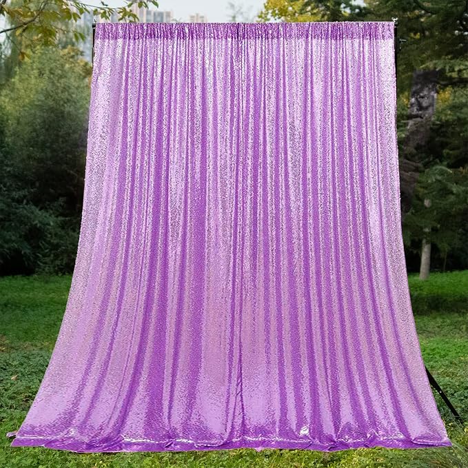 Lavender Sequin Backdrop Curtains, 2FTx8FT, 4 Panels - Image 3
