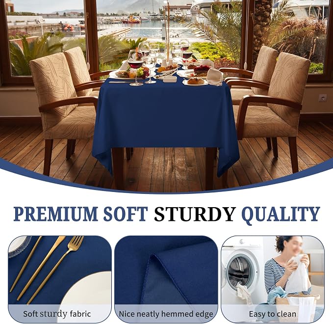 Pesonlook 12 Pack Navy Blue Rectangular Tablecloth 60 x 102 Inch | for 6ft Tables,Washable Reusable Polyester Fabric Tablecloth Navy Blue Table Cover for Wedding,Banquet,Event,Party - Image 4