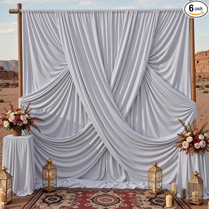 30x10ft Silver Backdrop Curtains for Parties, 6 Panels 5x10ft Wrinkle-Free Polyester Background Curtains for Wedding, Birthday, Baby Shower,Graduation, Decorations by Gogoparti