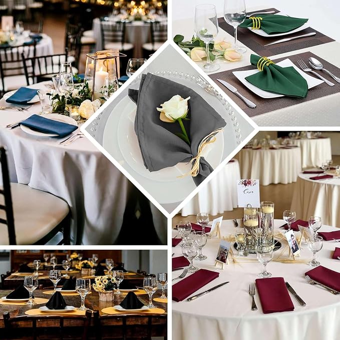 Efavormart Premium Cloth Napkins Set of 50, 20x20 Inch Black Violet Seamless Dinner Napkins, Washable Linen Table Napkin Cloth with Hemmed Edges for Weddings, Party and Banquet - Image 4