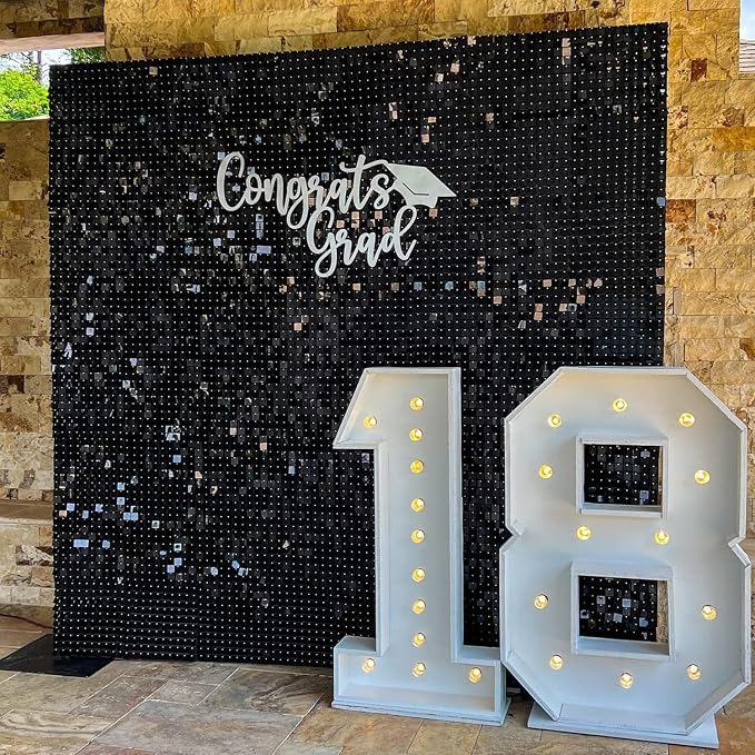 Shimmer Wall Backdrop Black Backdrop Decoration Mirror Backdrops Sequin - Image 5