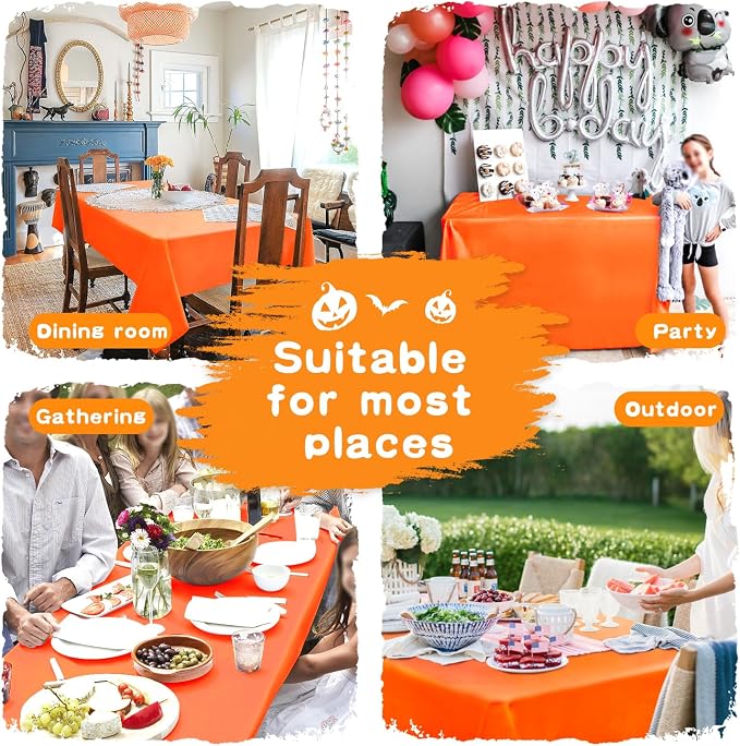 Hiasan Pumpkin Orange Rectangle Tablecloth, 30 x 60 Inch, 1 Pack | Waterproof, Washable Polyester Fabric Table Cloth for Buffect/Dining/Birthday/Party/Wedding/Halloween/Outdoor Picnic - Image 2