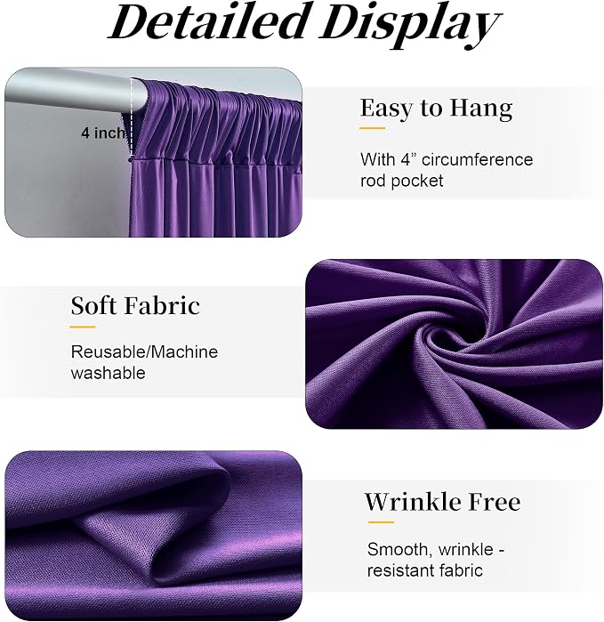 12ft x 10ft Purple Backdrop Curtains for Parties, Wrinkle Free 2 Panels Photo Backdrop Drapes Back Drop Cloth for Wedding Birthday Photography Background Decor - Image 5