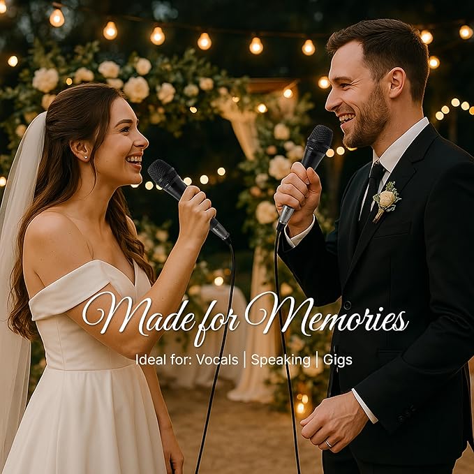 Bowens Dynamic Microphone 2-Pack – Wired Handheld XLR Mics with 15ft Cables, Professional Vocal Microphones for Singing, Karaoke, Podcasting, PA Systems, and Studio Recording Microfono