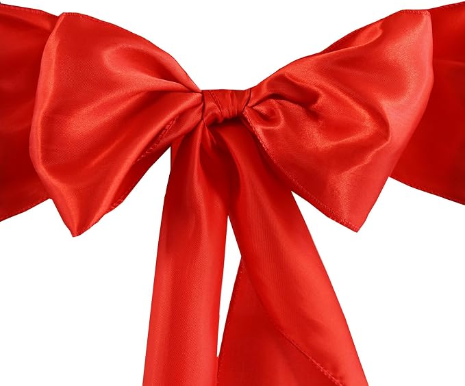 Balsa Circle 10 Red Satin Elegant Chair Cover Bows Sashes Wedding Banquet Decorations Party Supplies Engagement Events Reception - Image 3