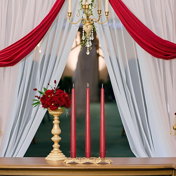 24 Pack Red Taper Candles丨Taper Candles 10 Inch Dripless丨Unscented & Smokeless Candlesticks Bulk丨7-8 Hours Long Burning Tall Candles丨Ideal for Christmas Weddings Parties Dinner