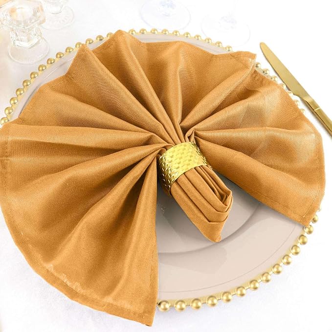 Tableclothsfactory Premium Pack of 100 Premium Gold 20" x 20" Washable Polyester Napkins Great for Wedding Party Restaurant Dinner Parties for Party & Decorations - Image 2