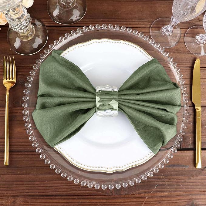Efavormart Premium Cloth Napkins Set of 10, 20x20 Inch Willow Green Seamless Dinner Napkins, Washable Linen Table Napkin Cloth with Hemmed Edges for Weddings, Party and Banquet - Image 5
