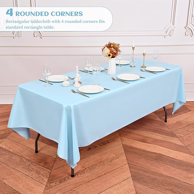 Showgeous 60x102 Inch Light Blue Rectangle Tablecloth 10 Pack Fit 6FT Table | Stain Rectangule Polyester Table Cloth Wrinkle Resistant Washable Fabric Table Covers for Wedding Dining Parties - Image 4