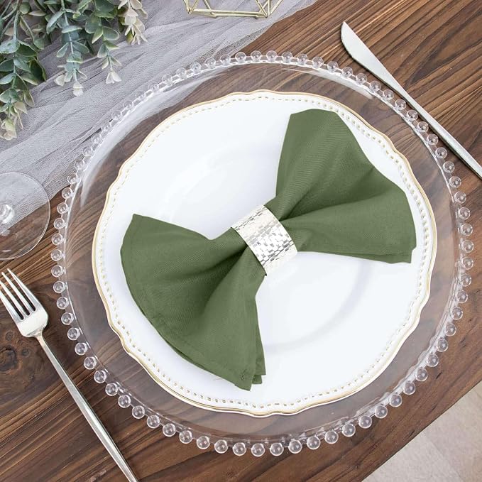 Tableclothsfactory Premium 100 Pack | Olive Green Seamless Cloth Dinner Napkins, Wrinkle Resistant Linen | 17"x17" for Party & Decorations - Image 2