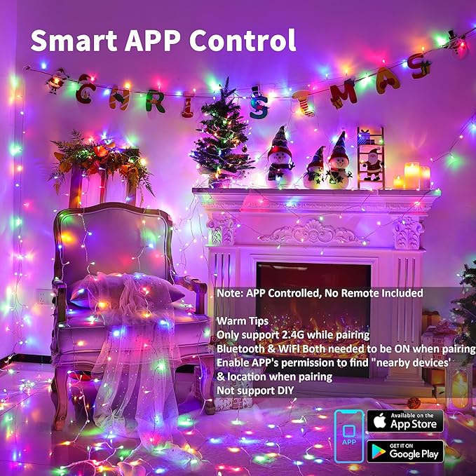 BrizLabs Multicolor & Cool White Color Changing Smart Christmas Lights, 180ft 500 LED Christmas Tree Lights with App & Voice Control, Dimmable Xmas Lights Clear Wire for Indoor Outdoor Xmas Tree Decor