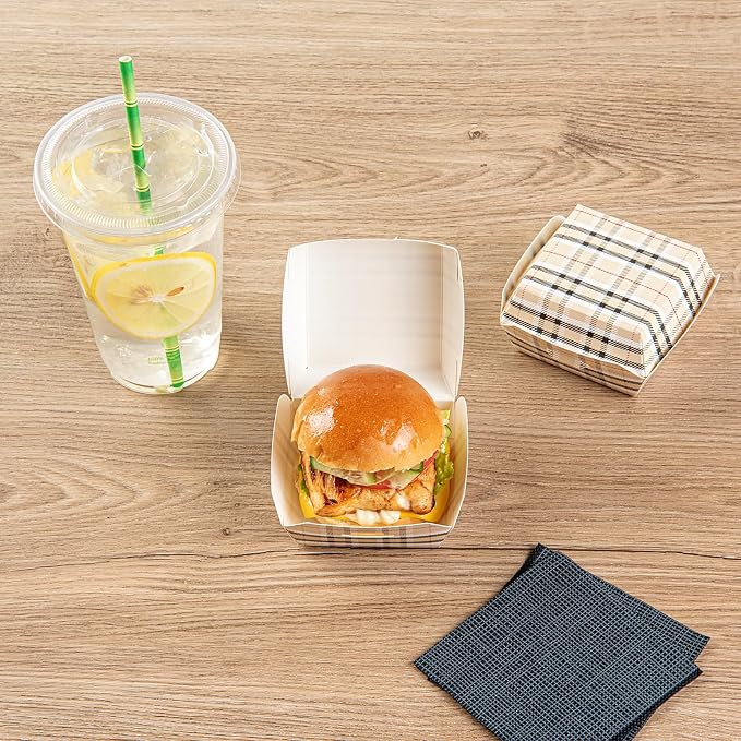 Restaurantware Paper Plaid Mini Burger Box, 2.8 x 2 In, 100 Pack - Image 6