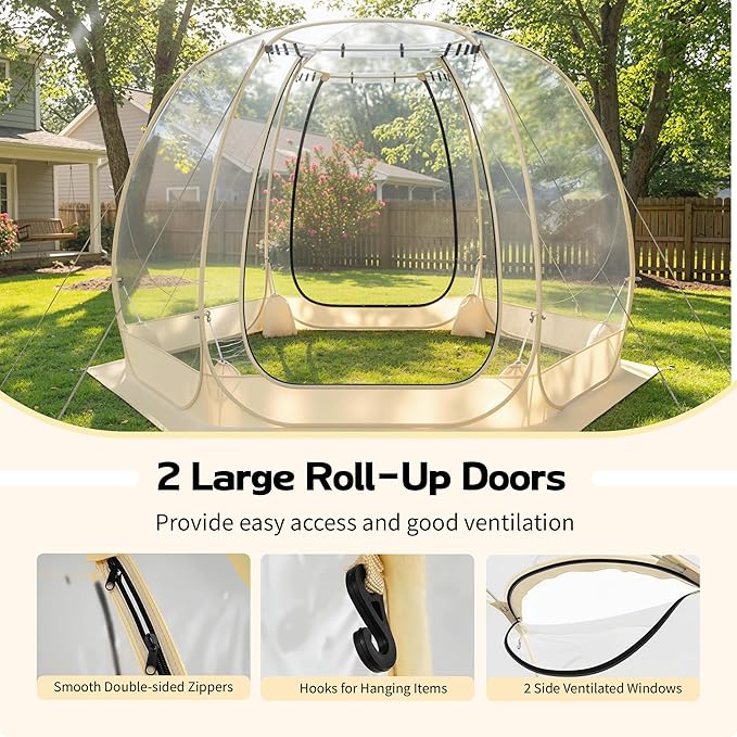 Pop Up Bubble Tent, 10 x 10 FT Instant Igloo Tent Suitable for 4-6 People, Screen House for Patios, Cold