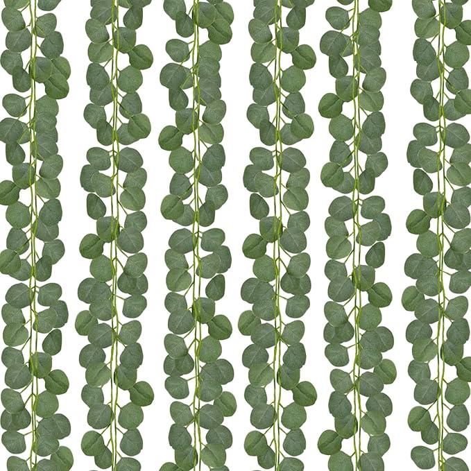 CQURE 18Pack 126Ft Eucalyptus Garland,Artificial Eucalyptus Leaves Table Greenery Garland Wreath Vines for Wedding Party Table Fireplace Bedroom Wall Room Decor by CQURE